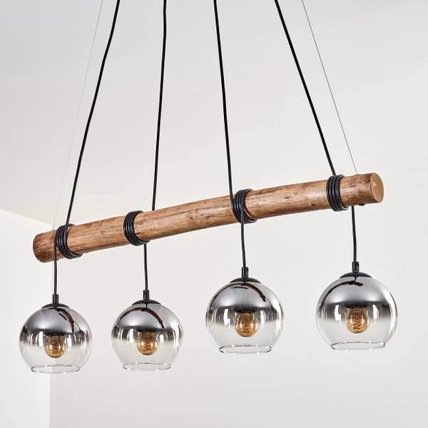 Pendelleuchte Cesaro Grau - Holzwerkstoff - Metall - 10 x 150 x 80 cm