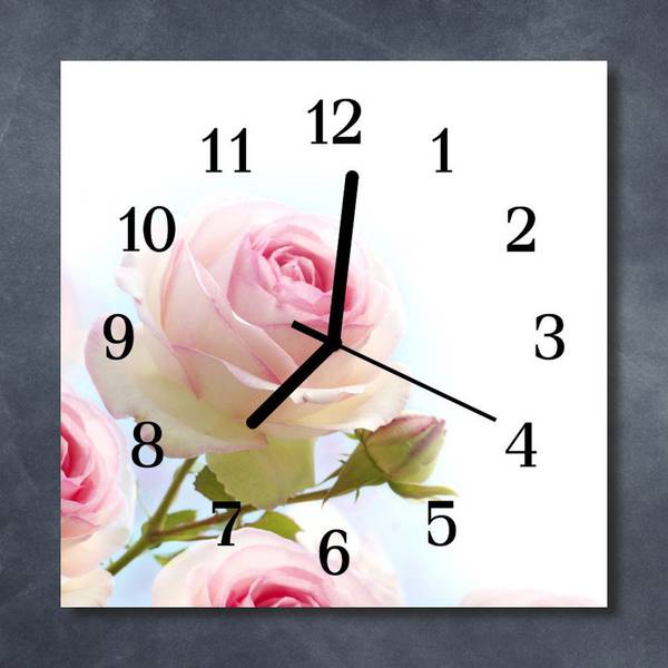 Wanduhr Rose rosa Pink - Glas - 30 x 30 x 1 cm