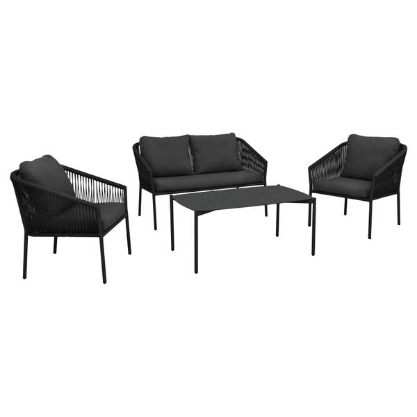 Garten-Sitzgruppe AIRE ROPE Grau - Polyester - Stahl - 119 x 74 x 67 cm