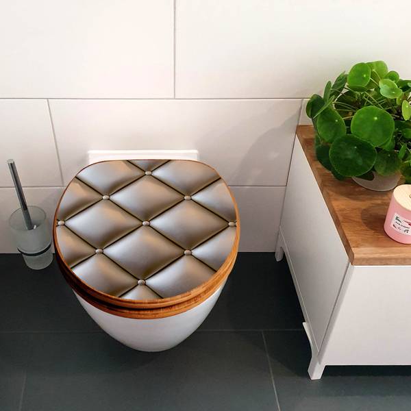 WC-Sitz mit Absenkautomatik Polster Bron Grau - Bambus - Holzwerkstoff - 38 x 5 x 49 cm