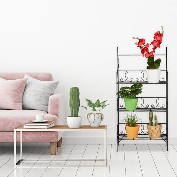 Blumenregal Metall klappbar Schwarz - Eisen - 50 x 100 x 25 cm