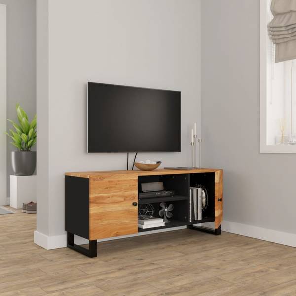 TV-Schrank D290 Schwarz - Massivholz - 33 x 46 x 105 cm