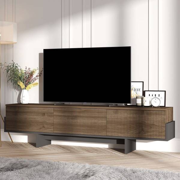 TV-Möbel HELYO Schwarz - Braun - Holzwerkstoff - 30 x 45 x 180 cm