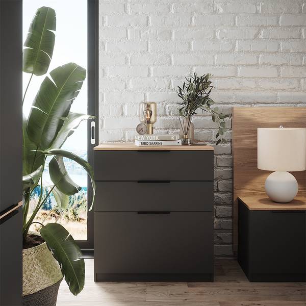 Kommode Betti 40611 Anthrazit - Eiche Sonoma Dekor - 50 x 90 x 80 cm