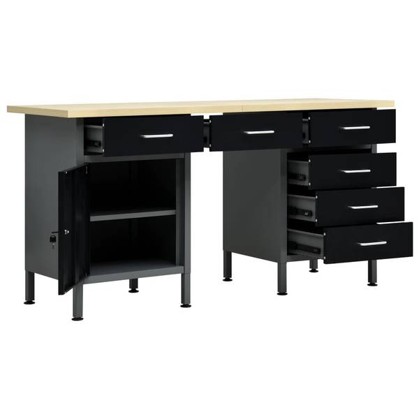 Werkbank 145347 Schwarz - Stahl - 60 x 85 x 160 cm