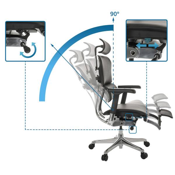 Siège de direction ERGOHUMAN PLUS LEGPRO Noir - Tissé à plat - 76 x 138 x 64 cm