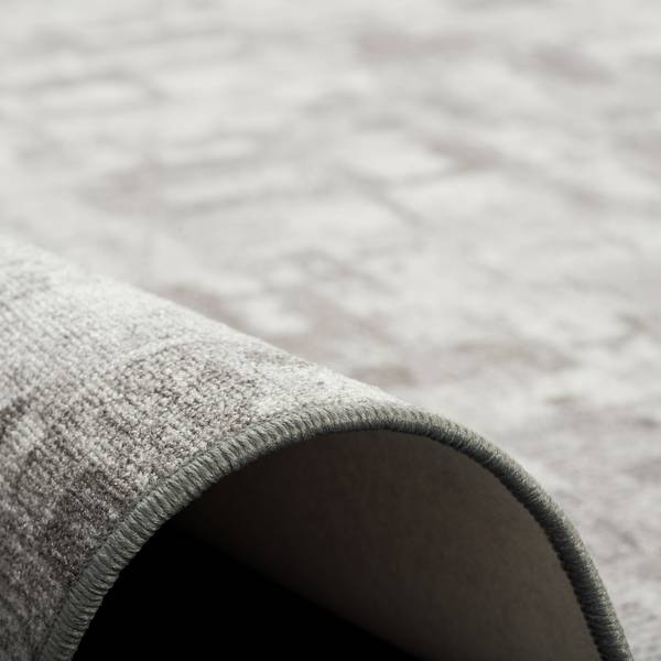 Velour Teppich Strong Trend Rund Grau - Textil - 100 x 1 x 100 cm