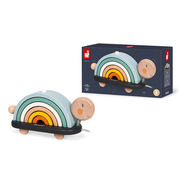 Süße Kokonregenbogenschildkröte Gelb - Massivholz - 14 x 26 x 9 cm