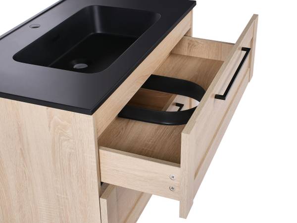 Ensemble pour salle de bain TARIJA Noir - Marron - Bois manufacturé - 80 x 46 x 46 cm