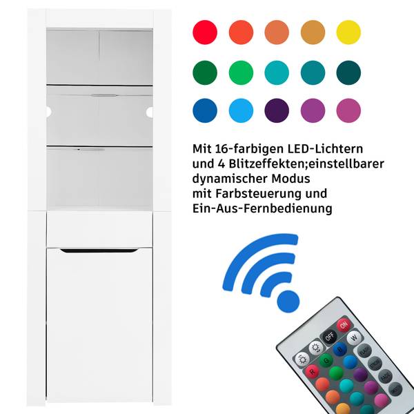 Highboard Neptunus Ⅱ Weiß - Stahl - Farbglas - 36 x 165 x 60 cm