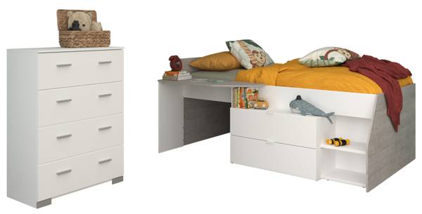 Kinderzimmer Milky16 2-teilig Weiß - Holzwerkstoff - 135 x 106 x 203 cm