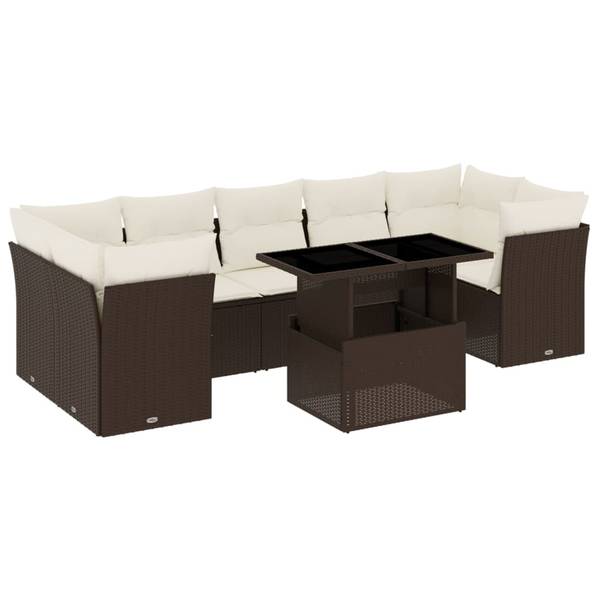 Garten-Lounge-Set 3036644-2 8-teilig Braun - Polyrattan - 62 x 69 x 62 cm