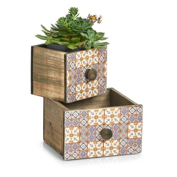 Schubladenbox "Mosaik", Holz Weiß - Holzwerkstoff - 14 x 12 x 12 cm