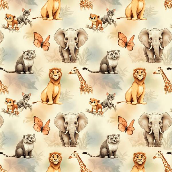 Tapete -Animaux de la savane Papier - 192 x 270 x 192 cm