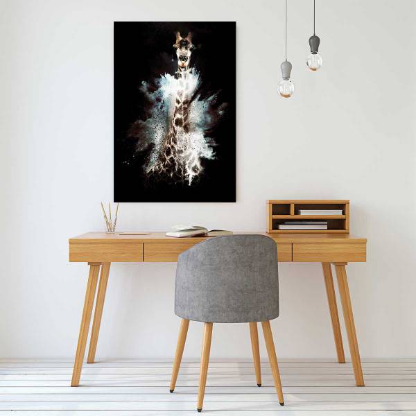 Tableau wild explosion girafe Fibres naturelles - 80 x 120 x 4 cm