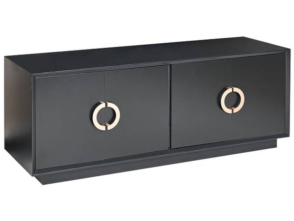 Buffet OXNARD Noir - Doré - Bois manufacturé - 120 x 46 x 40 cm