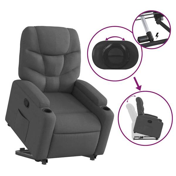 Fauteuil inclinable levage 3032386-1 Gris foncé - Gris