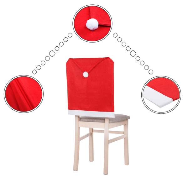 Stuhlhusse Weihnachtsmann-Mütze 1 Stk Rot - Weiß - Textil - 48 x 68 x 2 cm