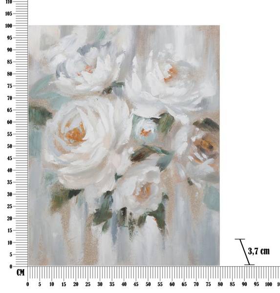 Tableau sur toile Fleur Crème Bois massif - 4 x 100 x 80 cm