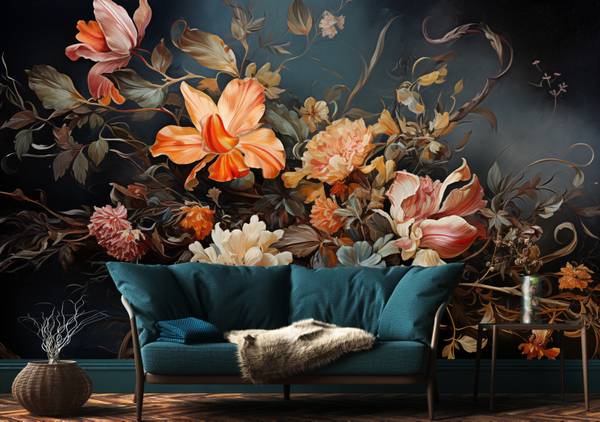 Papier Peint FLEURS Feuilles Plantes 90 x 60 x 60 cm