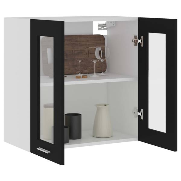 Hängeglasschrank 3016496-12 Schwarz - Weiß - 60 x 60 x 31 cm