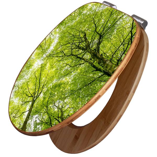 WC-Sitz mit Absenkautomatik Zwischen Bäu Grün - Bambus - Holzwerkstoff - 38 x 5 x 49 cm