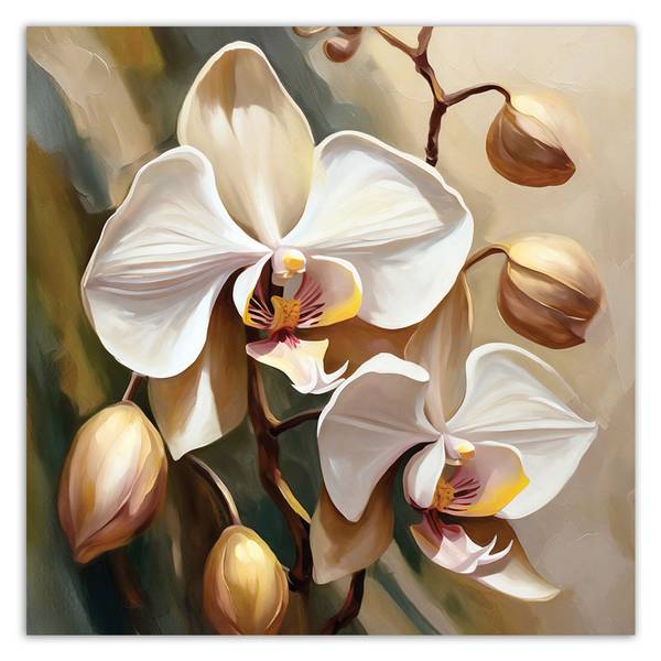 Wandbild orchidee gemalt 30 x 30 cm