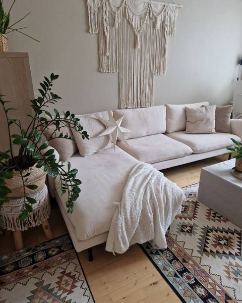 Ecksofa VINTERBRO Beige - Schwarz - Creme - Cremeweiß