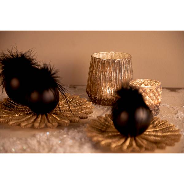 Kerstbal Winter 37793 Set van 4 zwart - glas - 10 x 10 x 10 cm