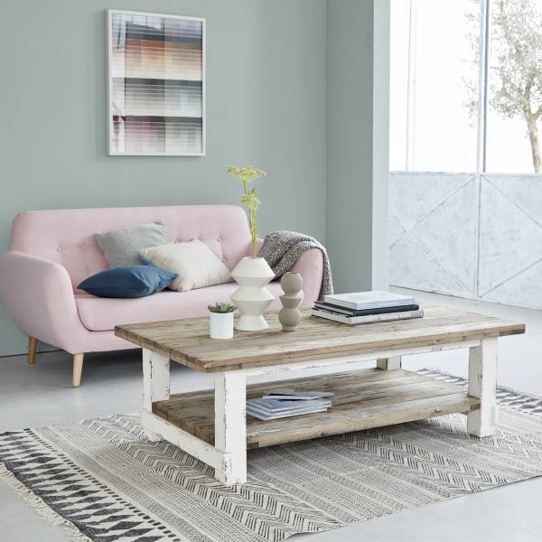 Couchtisch ATLANTIC Weiß - Massivholz - 140 x 45 x 80 cm