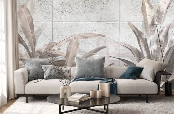 Vlies-Fotobehang TROPISCHE Planten Beton 90 x 60 x 60 cm