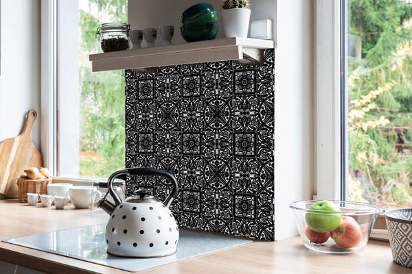 Selbstklebende Fliesen (9 St.) Retro Schwarz - Polyester PVC - 30 x 30 x 0 cm