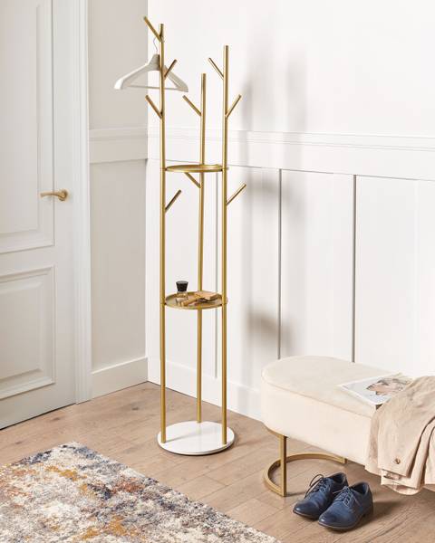 Kleiderständer RALTSON Gold - Weiß - Metall - 31 x 175 x 31 cm
