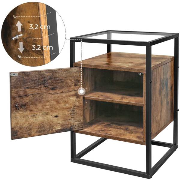 Nachttisch Braun - Holzwerkstoff - Glas - Metall - 40 x 60 x 40 cm