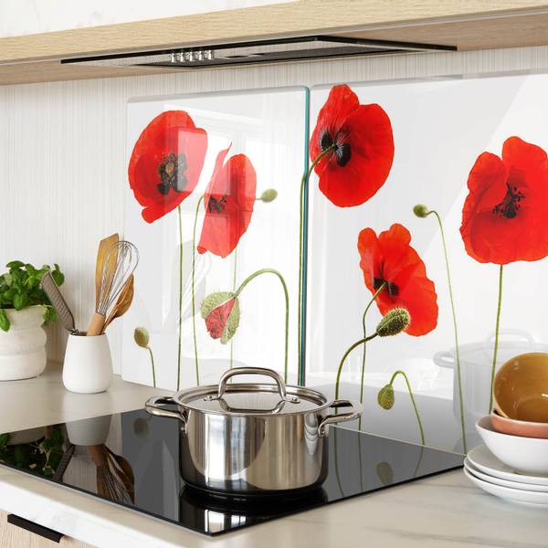 Schneidebrett Klaver 2er Set Rot - Glas - 52 x 1 x 40 cm