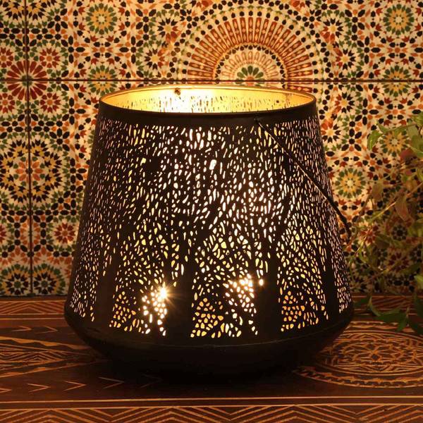 Orientalisches Windlicht Como Schwarz - Metall - 28 x 26 x 28 cm