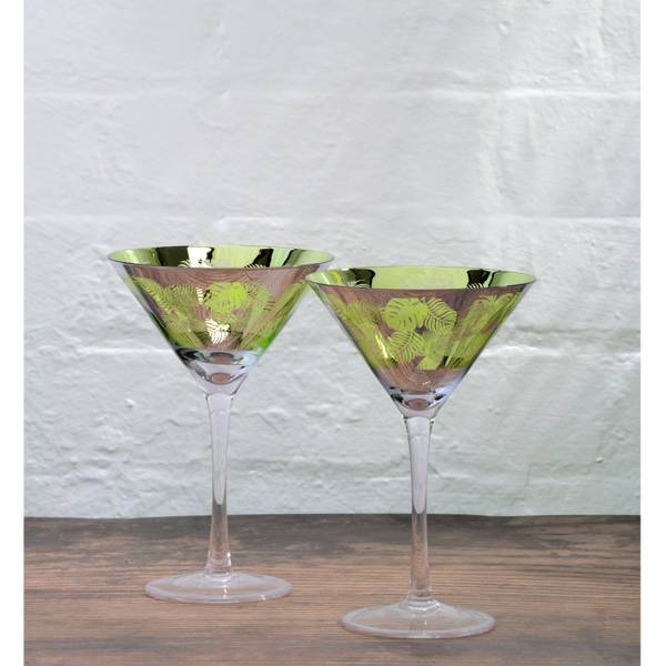 Cocktailgläsern Tropical Leaves 2er-Set Glas - 17 x 18 x 12 cm