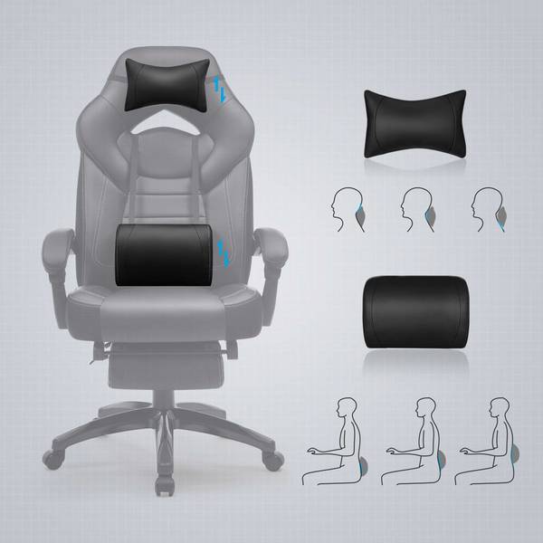 Gaming Stuhl Schreibtischstuhl Baidoa Schwarz - Kunstleder - 64 x 128 x 70 cm