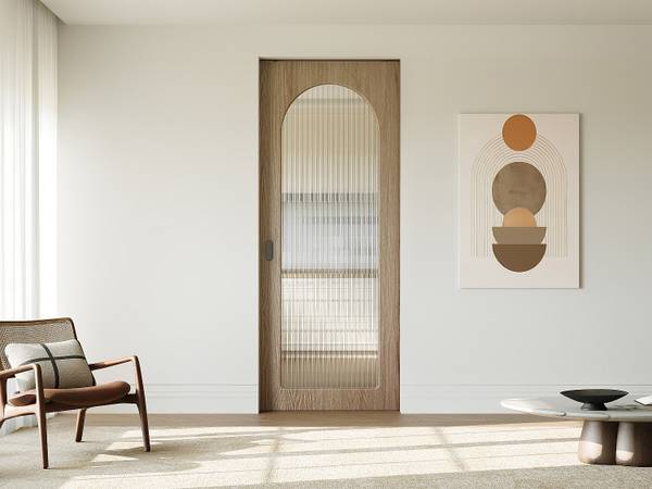 Schiebetür ODEZA Beige - Kunststoff - 93 x 205 x 4 cm