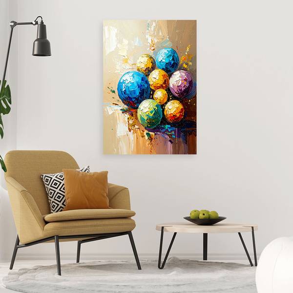 Wandbild kugeln flecken ölfarbeffekt 70 x 100 cm