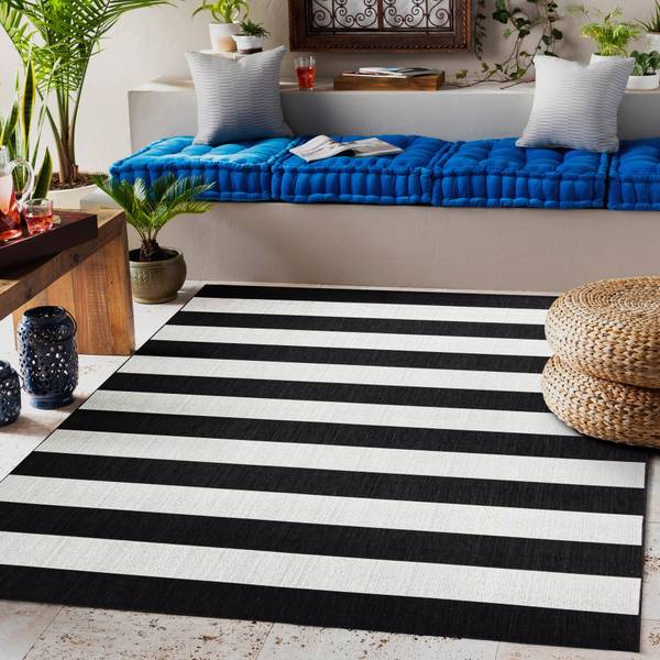 Teppich Flat 48644/690 Sisal Streifen Weiß - Polypropylen - 140 x 1 x 200 cm