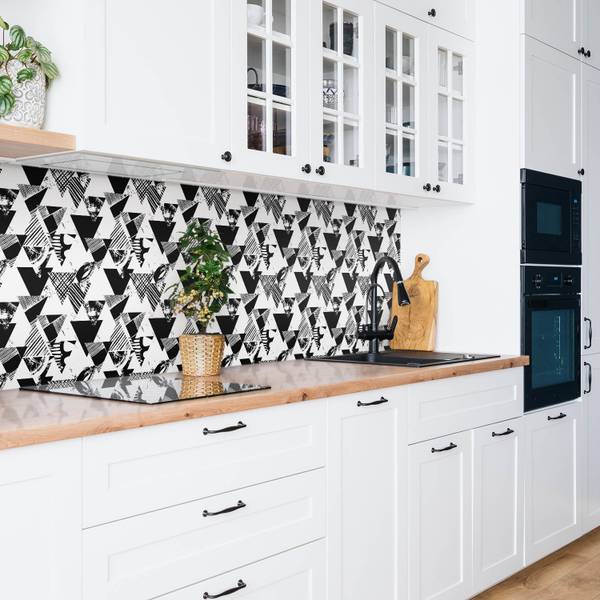 Selbstklebendes Wandpaneel Dreiecke Schwarz - Polyester PVC - 100 x 50 x 0 cm