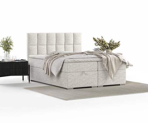 Boxspringbett Essence mit Topper Grau - Liegefläche Breite: 160 cm