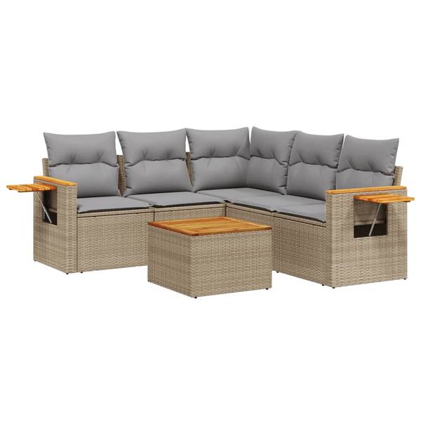Loungeset 3035996-2 set van 6 beige - grijs - lichtgrijs