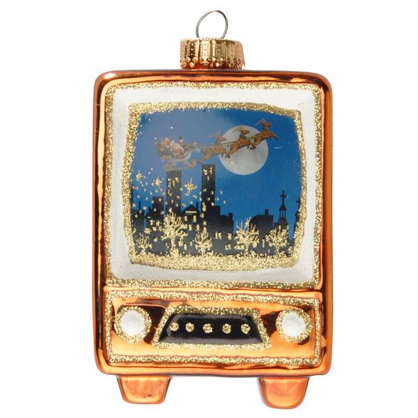 Weihnachtsornament Fernseher 1-tlg. Glas - 8 x 4 x 4 cm
