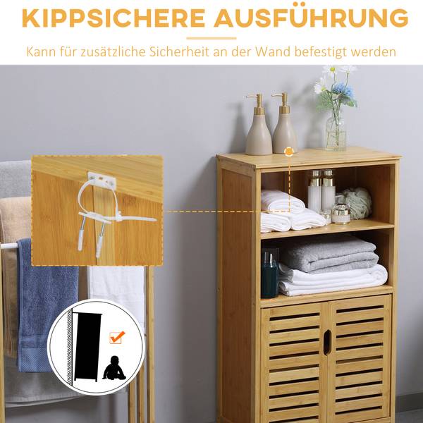 Badezimmerschrank 834-507V00ND Braun - Bambus - 29 x 92 x 50 cm