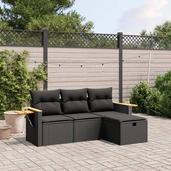 Garten-Lounge-Set 3036577-3 (4-teilig) Schwarz - Polyester - Stahl - 55 x 69 x 62 cm