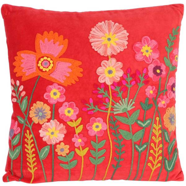 Dekokissen Livia mit Blumenschau Rot