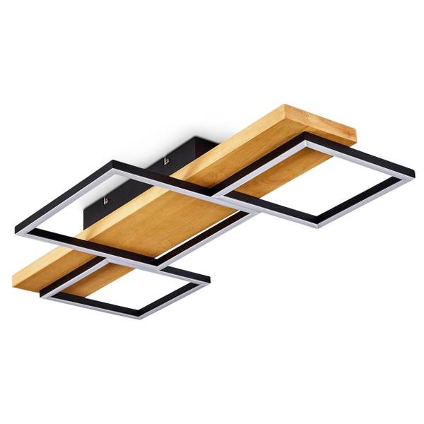 Deckenleuchte Palermo Beige - Schwarz - Holz - Weiß - 35 x 8 x 65 cm - Holzwerkstoff - Metall - Kunststoff