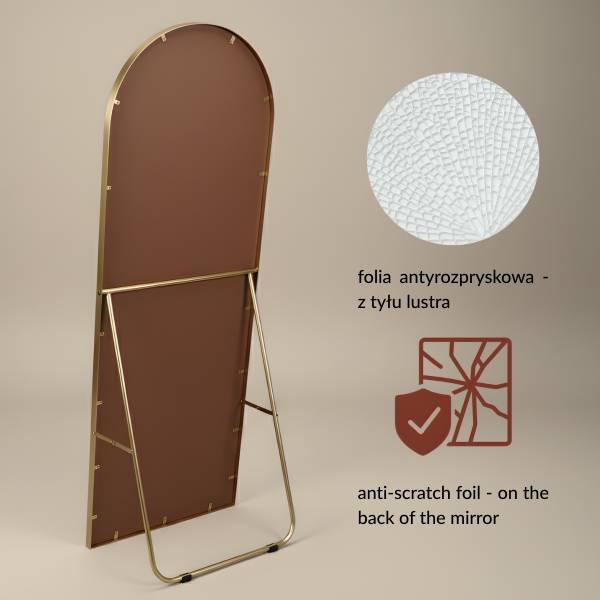 Standspiegel FRAM Gold - Glas - 50 x 150 x 3 cm